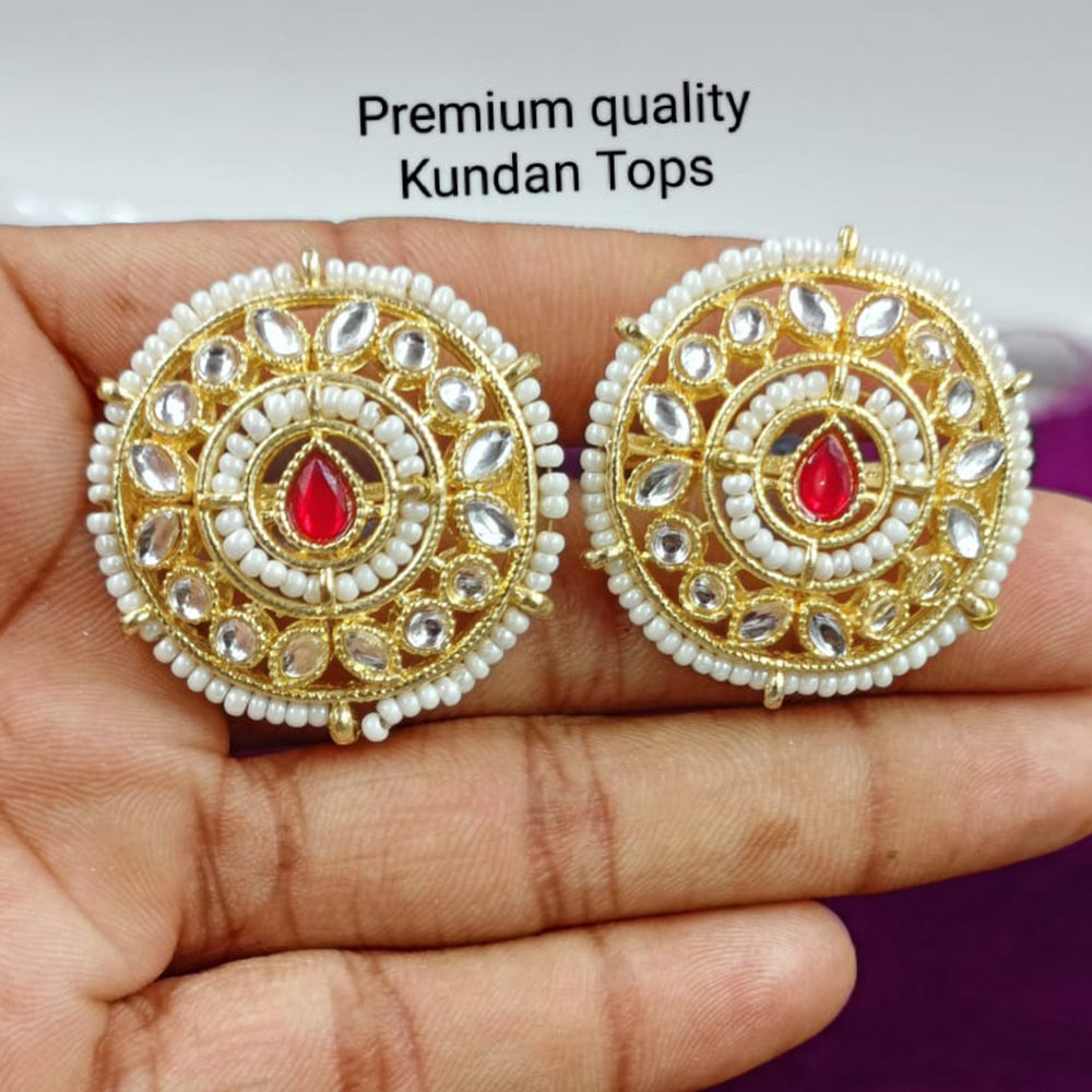 Beautiful Golden Pearl Jadau Kundan Sabyasachi Studs Earrings – AryaFashions