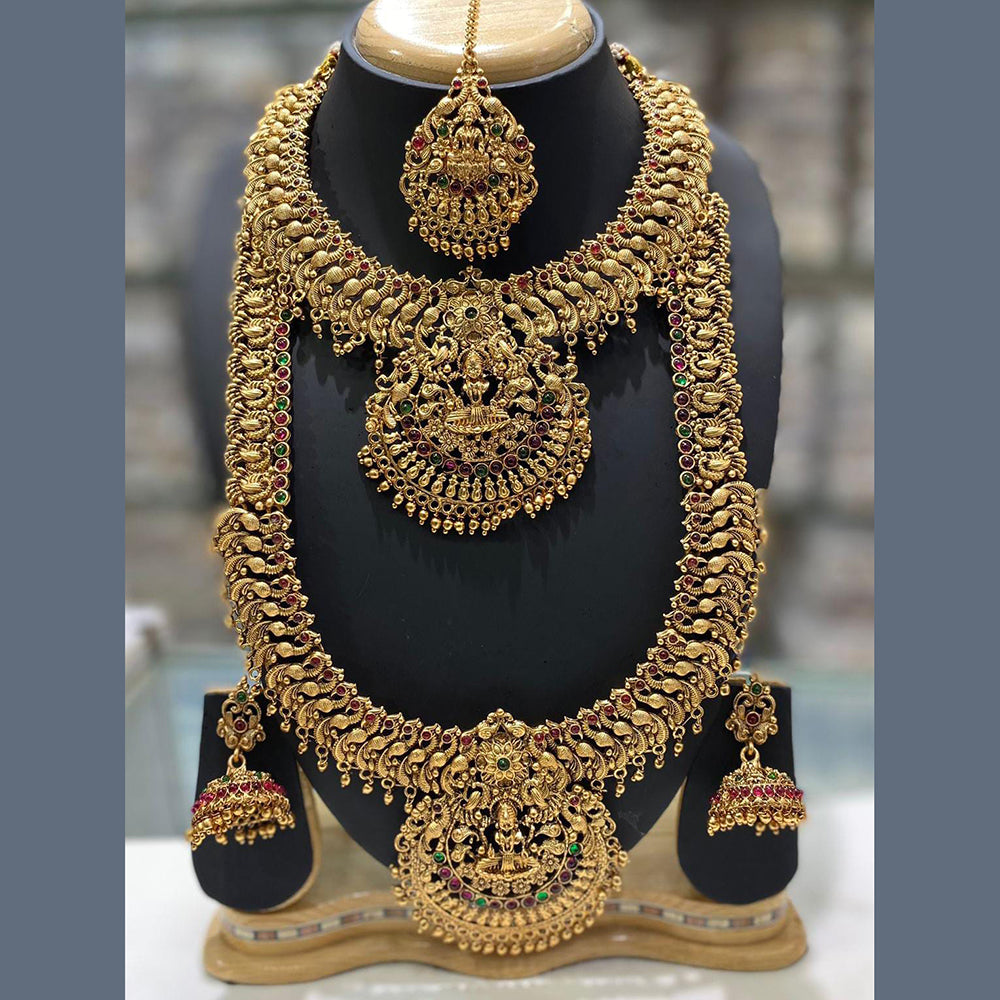 Manisha Jewellery Gold Plated Temple Double Necklace Set