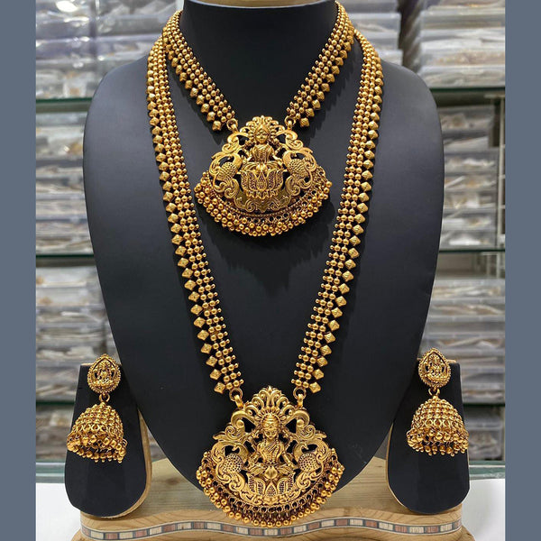 Manisha Jewellery Gold Plated Temple Double Necklace Set