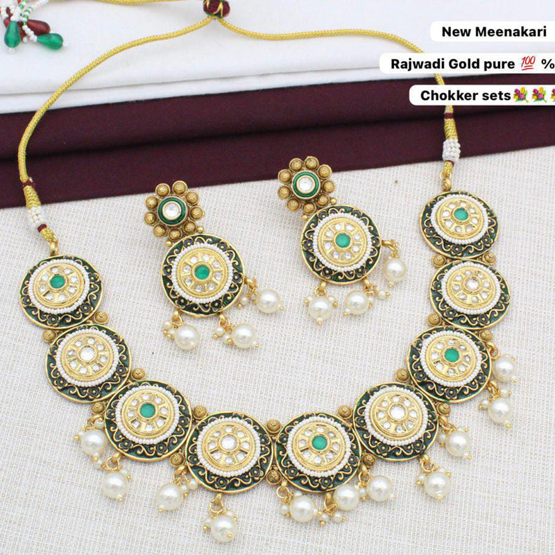 Manisha Jewellery Gold Plated Meenakari Necklace Set