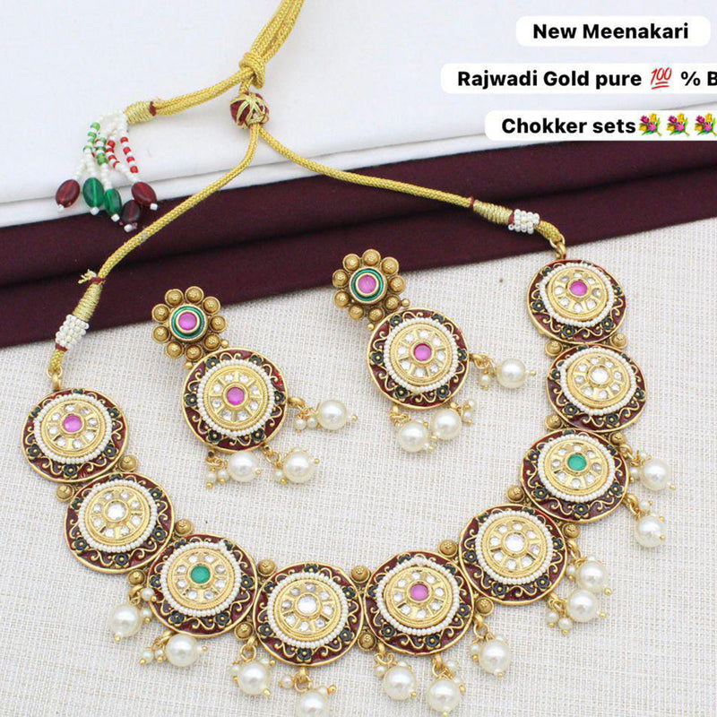 Manisha Jewellery Gold Plated Meenakari Necklace Set