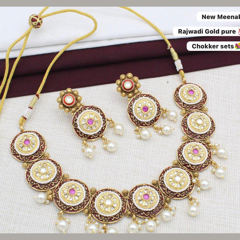 Manisha Jewellery Gold Plated Meenakari Necklace Set