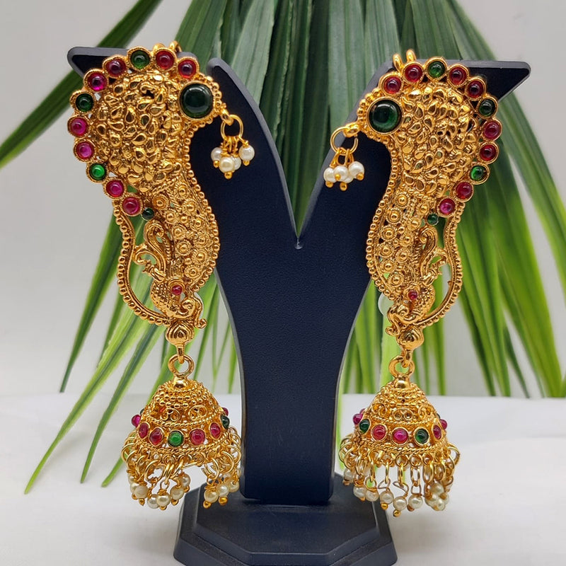 Manisha Jewellery Gold Plated Pota Stone Jhumki Earrings