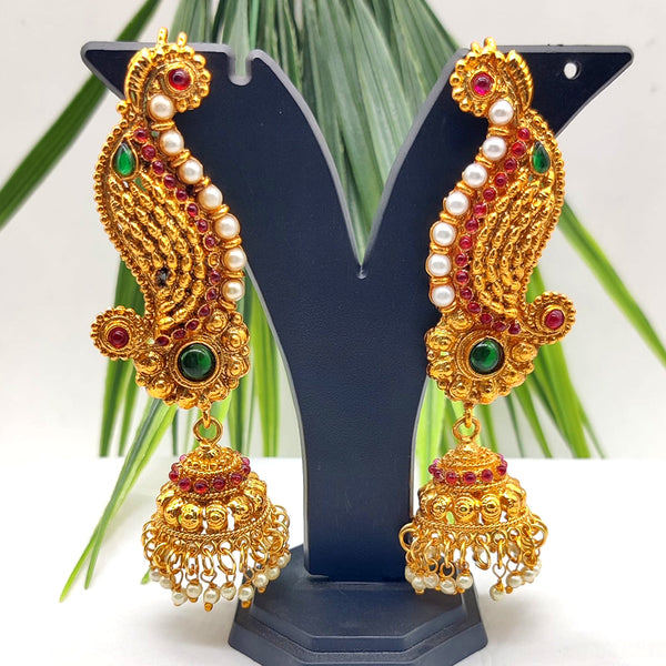 Manisha Jewellery Gold Plated Pota Stone Jhumki Earrings