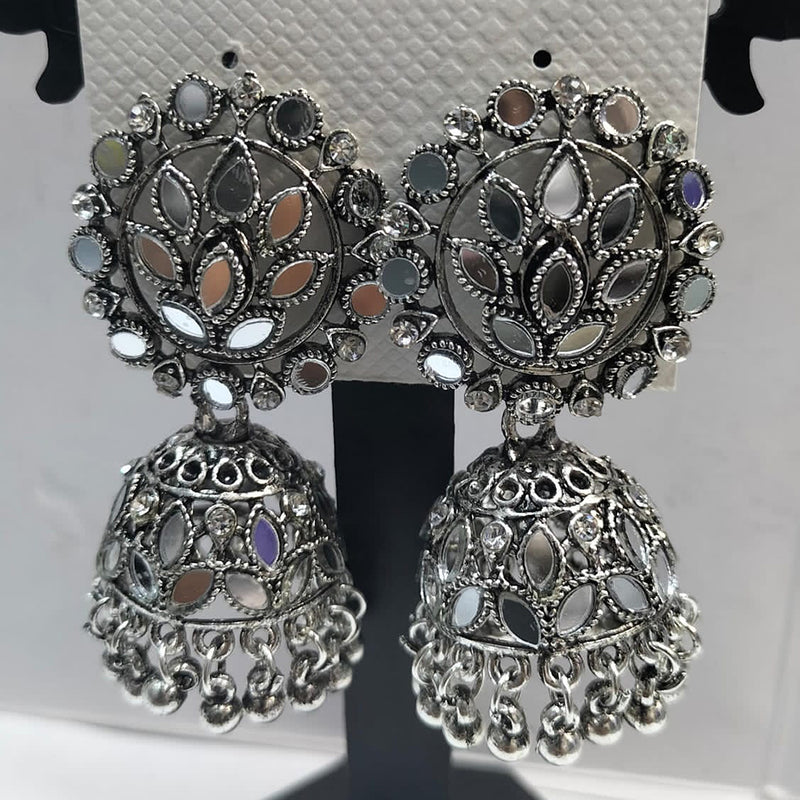 Manisha Jewellery Oxidised Plated Mirror Jhumki Earrings