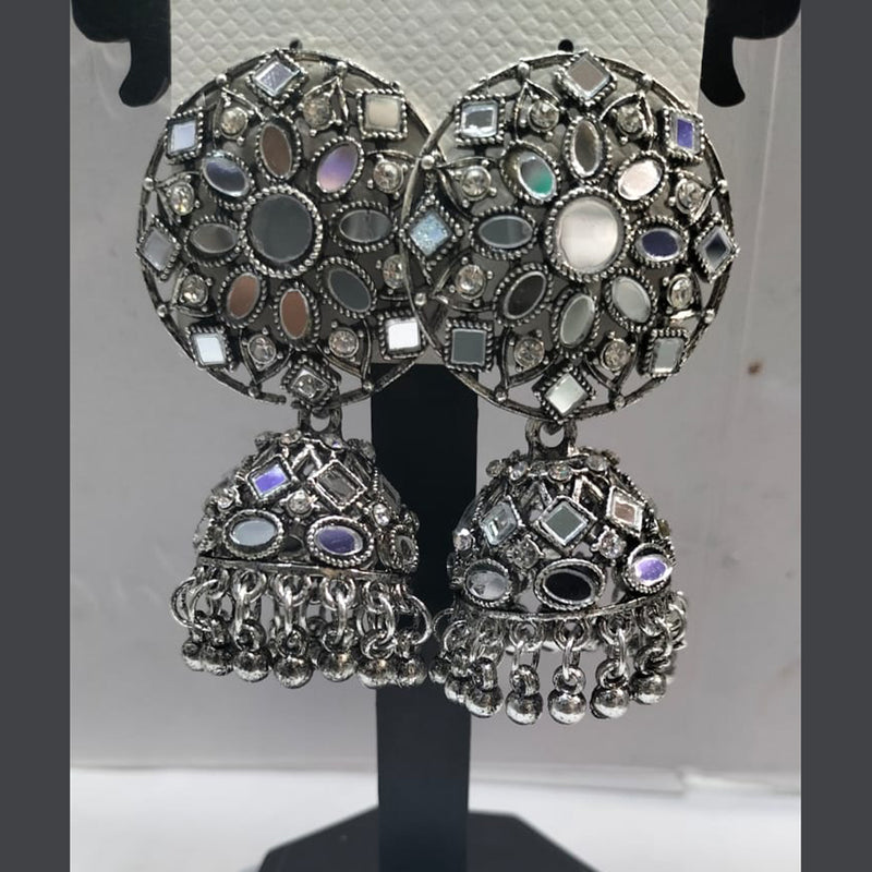 Manisha Jewellery Oxidised Plated Mirror Jhumki Earrings