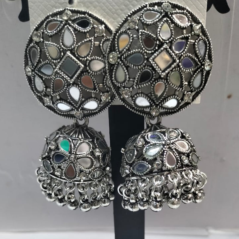 Manisha Jewellery Oxidised Plated Mirror Jhumki Earrings