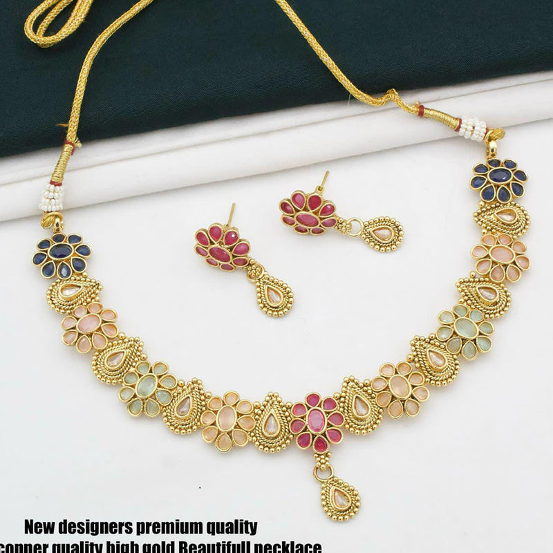 Manisha Jewellery Gold Plated Pota Stone Necklace Set