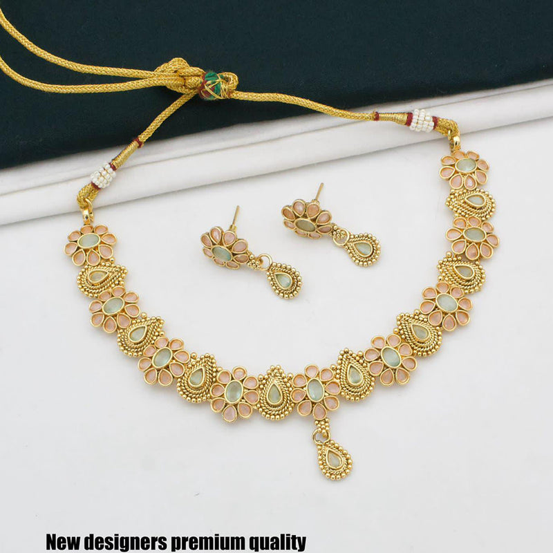 Manisha Jewellery Gold Plated Pota Stone Necklace Set