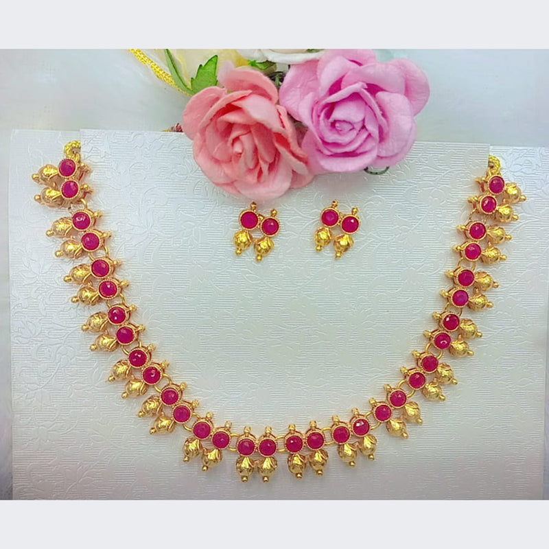 Manisha Jewellery Gold Plated Pota Stone  Necklace Set