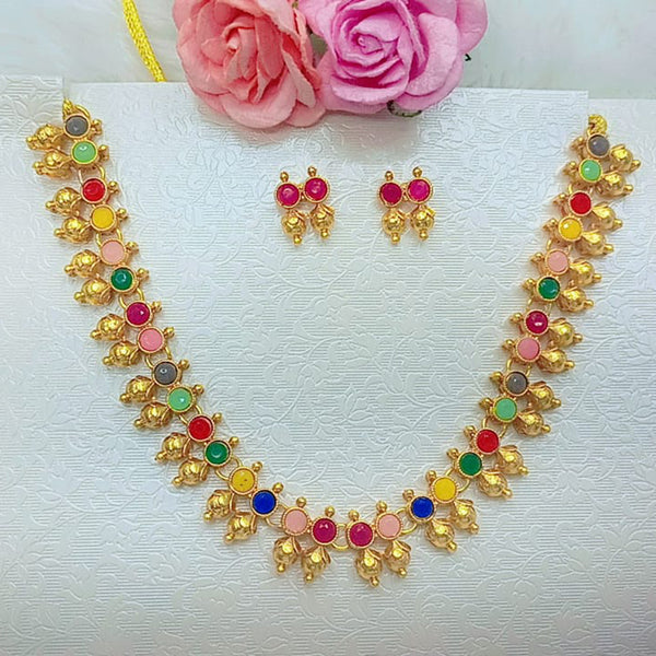 Manisha Jewellery Gold Plated Pota Stone  Necklace Set