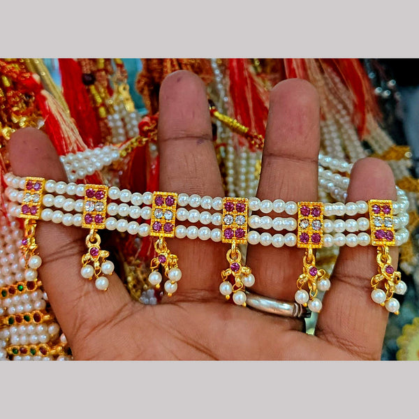 Manisha Jewellery Gold Plated Pearl Choker Necklace Set