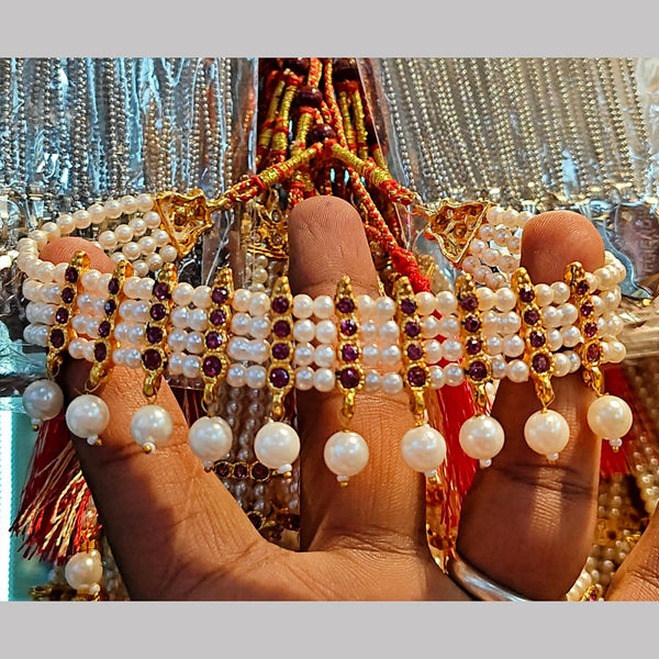 Manisha Jewellery Gold Plated Pearl Choker Necklace Set