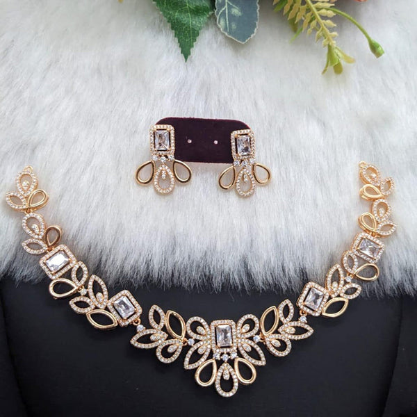 Manisha Jewellery Rose Gold Plated AD Necklace Set