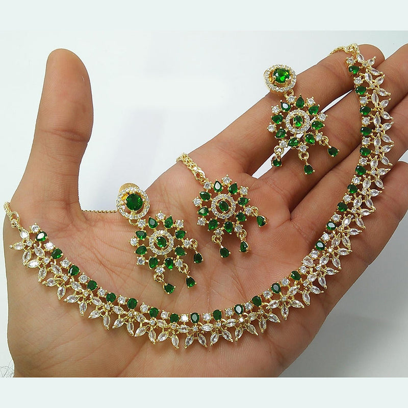 Manisha Jewellery  Gold Plated AD Necklace Set