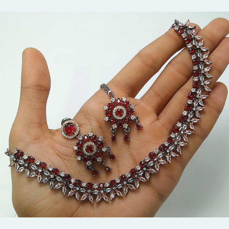 Manisha Jewellery  2Tone  Plated AD Necklace Set