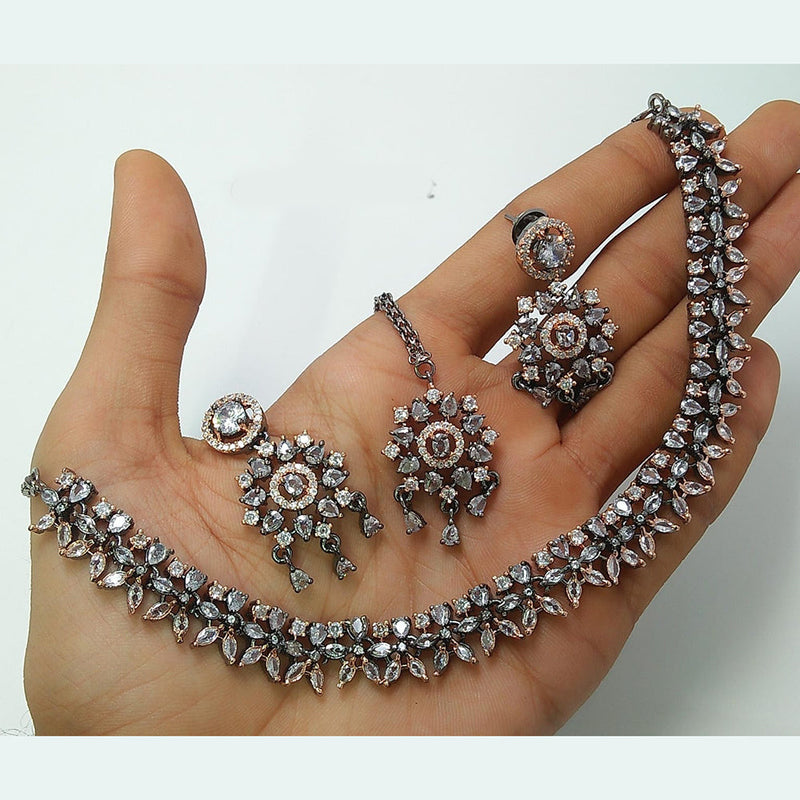 Manisha Jewellery  2Tone  Plated AD Necklace Set