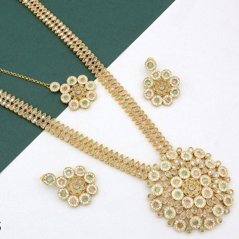 Manisha Jewellery Gold Plated Crystal Stone Long Necklace Set