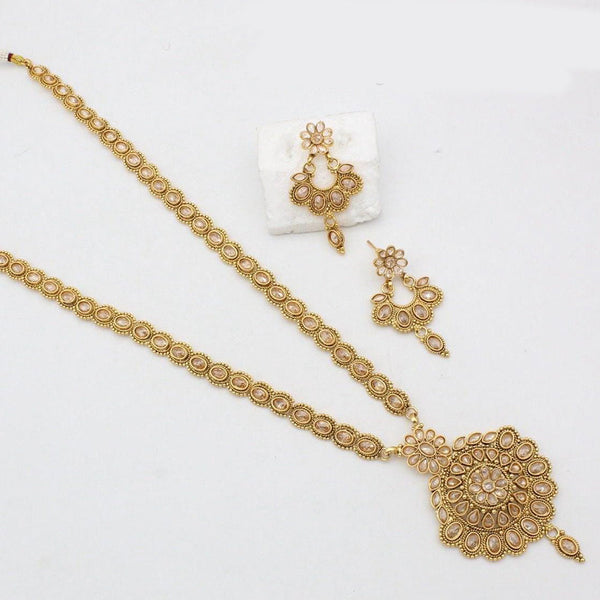 Manisha Jewellery Gold Plated Crystal Stone Long Necklace Set