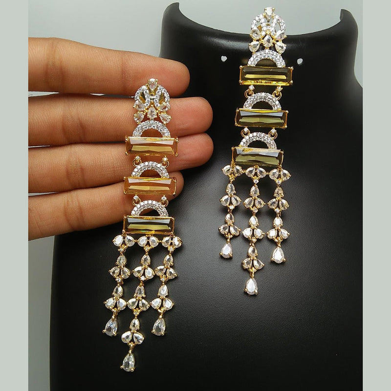 Manisha Jewellery  Gold Plated AD Dangler Earrings