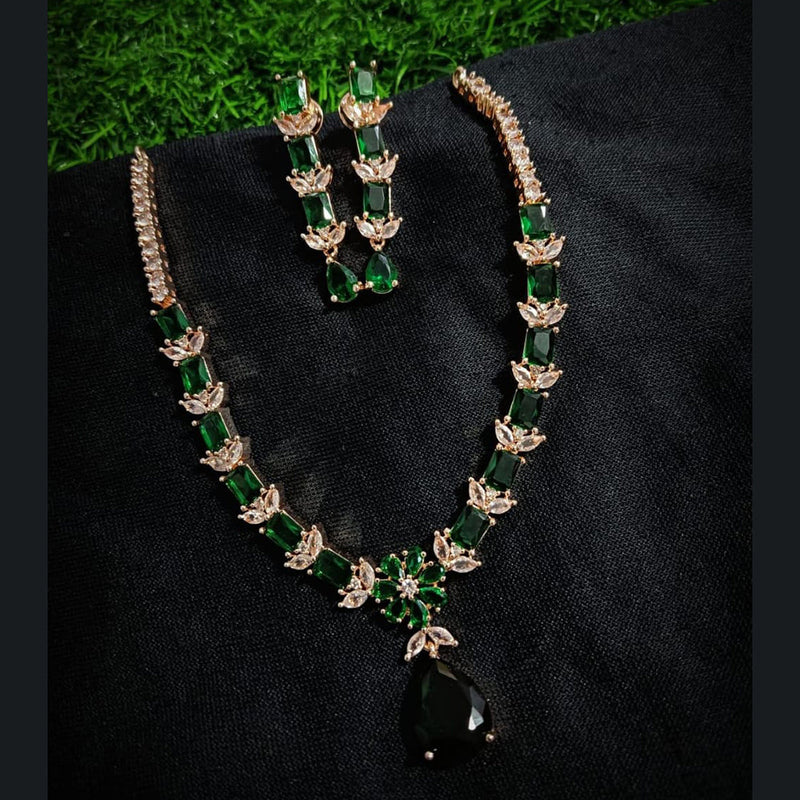 Manisha Jewellery Rose Gold Plated AD Necklace Set