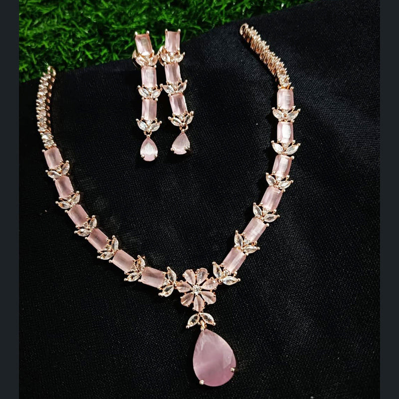 Manisha Jewellery Rose Gold Plated AD Necklace Set