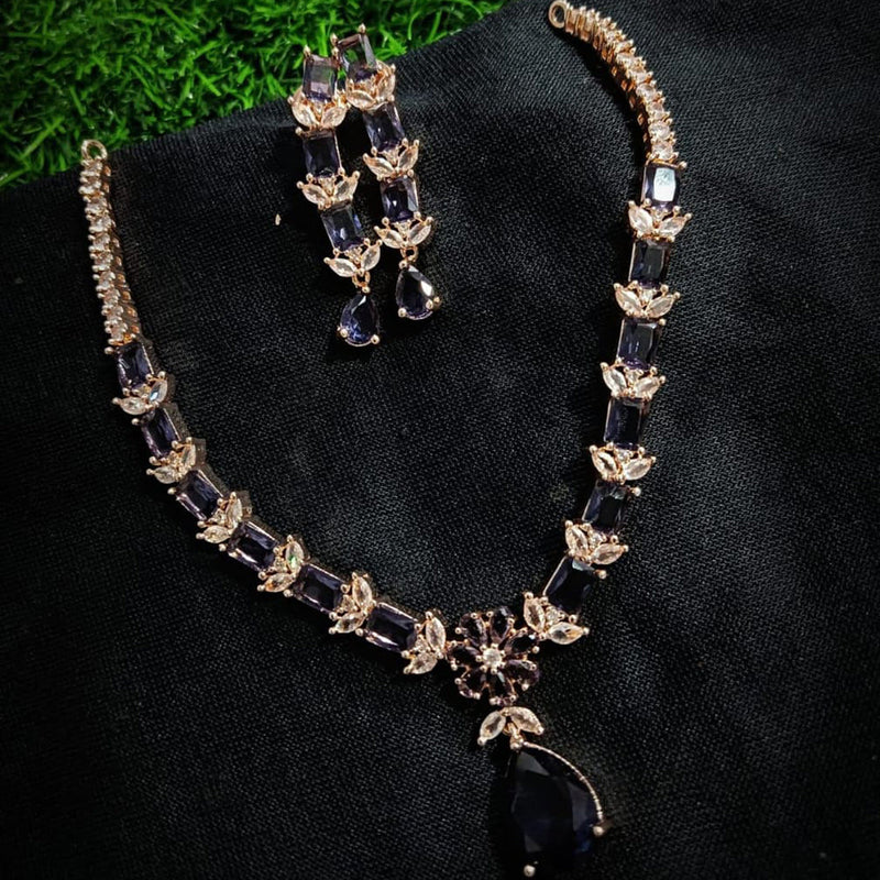 Manisha Jewellery Rose Gold Plated AD Necklace Set