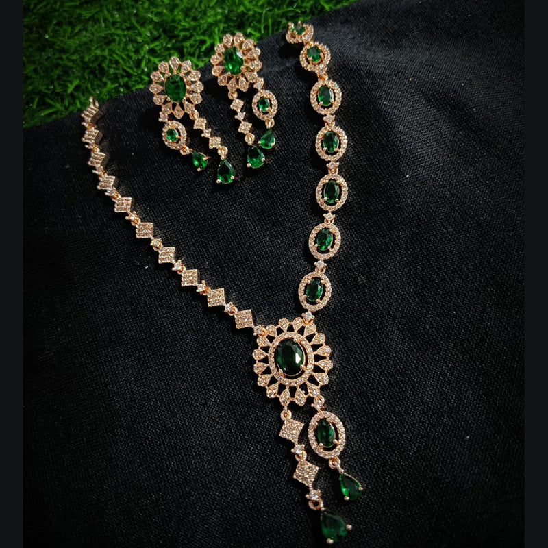 Manisha Jewellery Rose Gold Plated AD Necklace Set