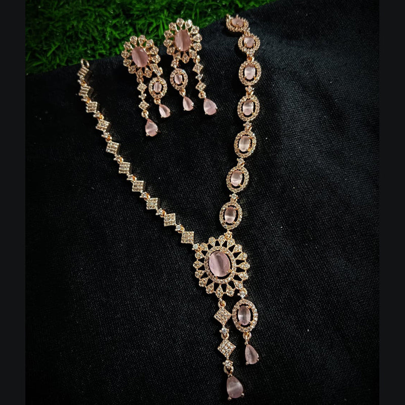 Manisha Jewellery Rose Gold Plated AD Necklace Set