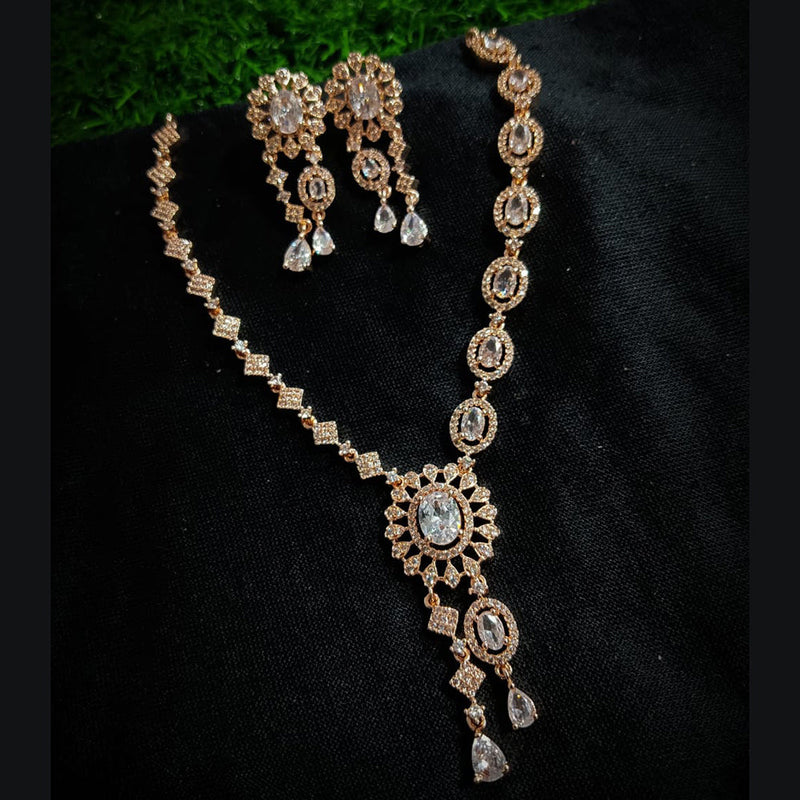 Manisha Jewellery Rose Gold Plated AD Necklace Set