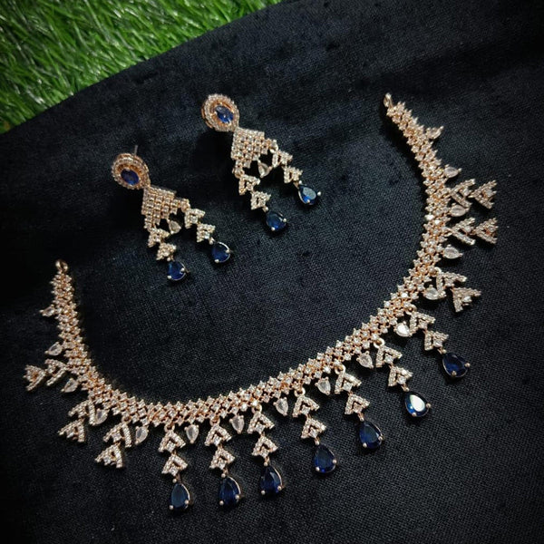 Manisha Jewellery Rose Gold Plated AD Necklace Set