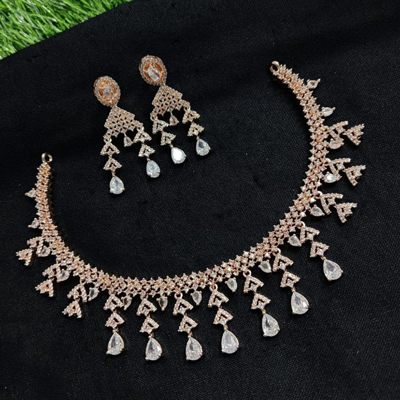 Manisha Jewellery Rose Gold Plated AD Necklace Set