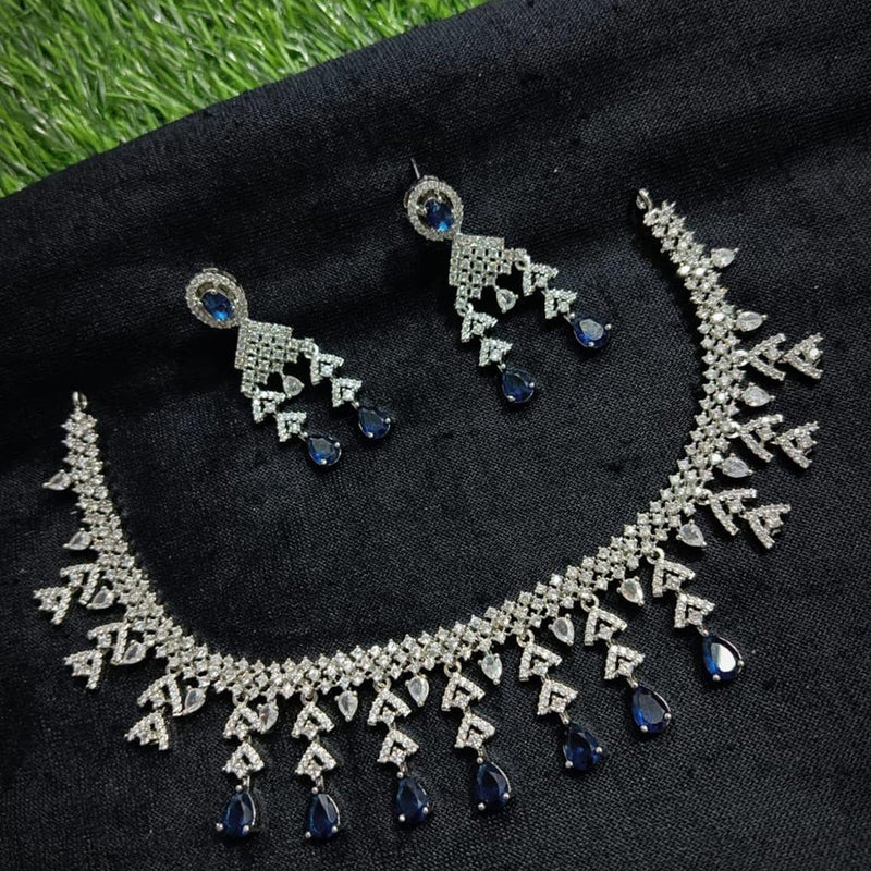 Manisha Jewellery Silver Plated AD Necklace Set