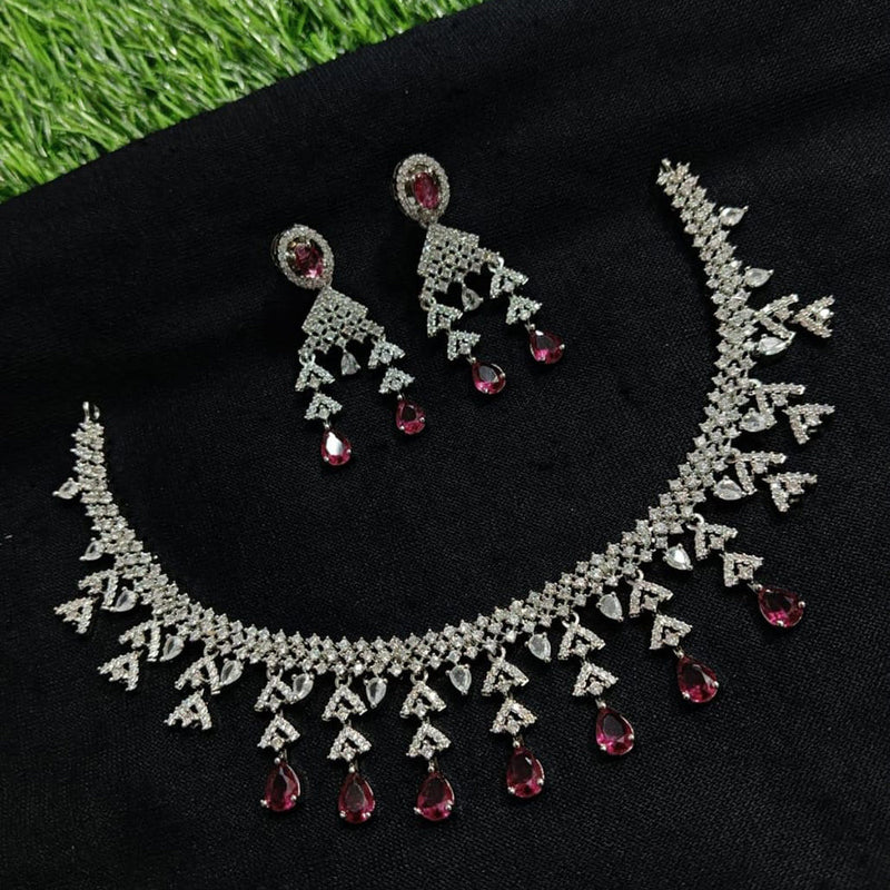 Manisha Jewellery Silver Plated AD Necklace Set