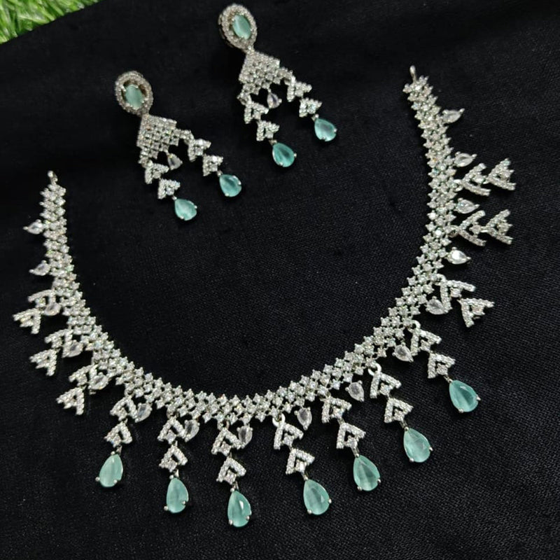 Manisha Jewellery Silver Plated AD Necklace Set