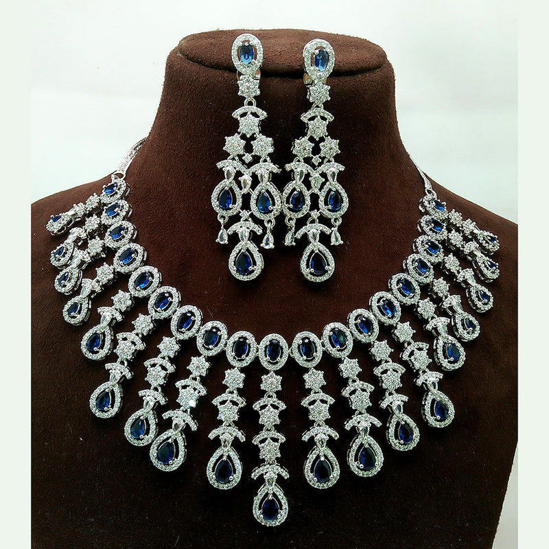 Manisha Jewellery Silver Plated AD Necklace Set