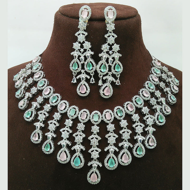 Manisha Jewellery Silver Plated AD Necklace Set