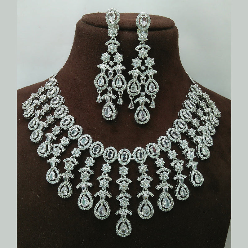 Manisha Jewellery Silver Plated AD Necklace Set