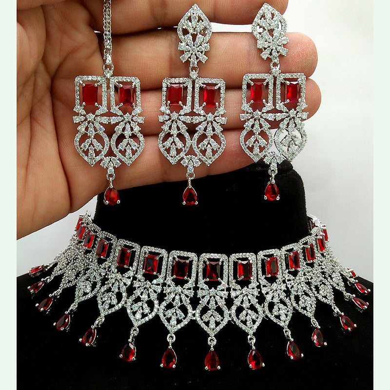 Manisha Jewellery Silver Plated AD Necklace Set