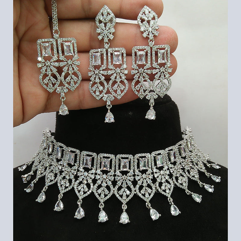 Manisha Jewellery Silver Plated AD Necklace Set