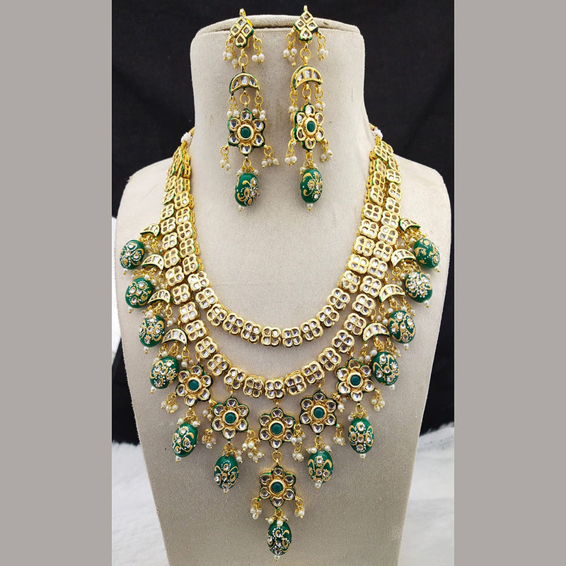 Manisha Jewellery Gold Plated Kundan Multi Layer Long Necklace Set