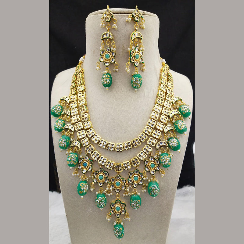 Manisha Jewellery Gold Plated Kundan Multi Layer Long Necklace Set