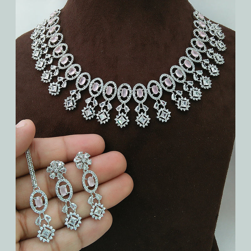 Manisha Jewellery Silver Plated AD Necklace Set