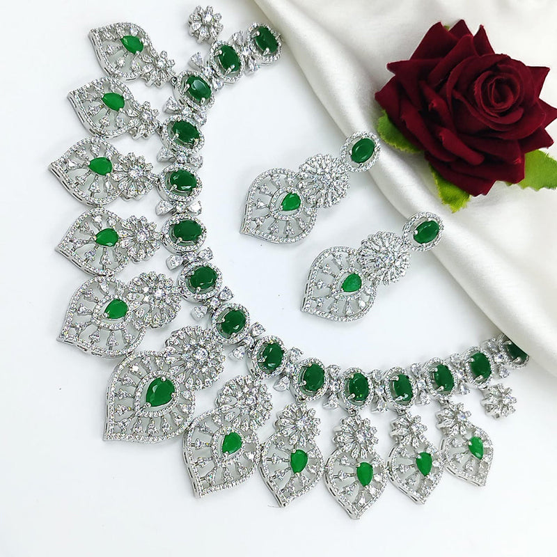 Manisha Jewellery Silver Plated AD Necklace Set