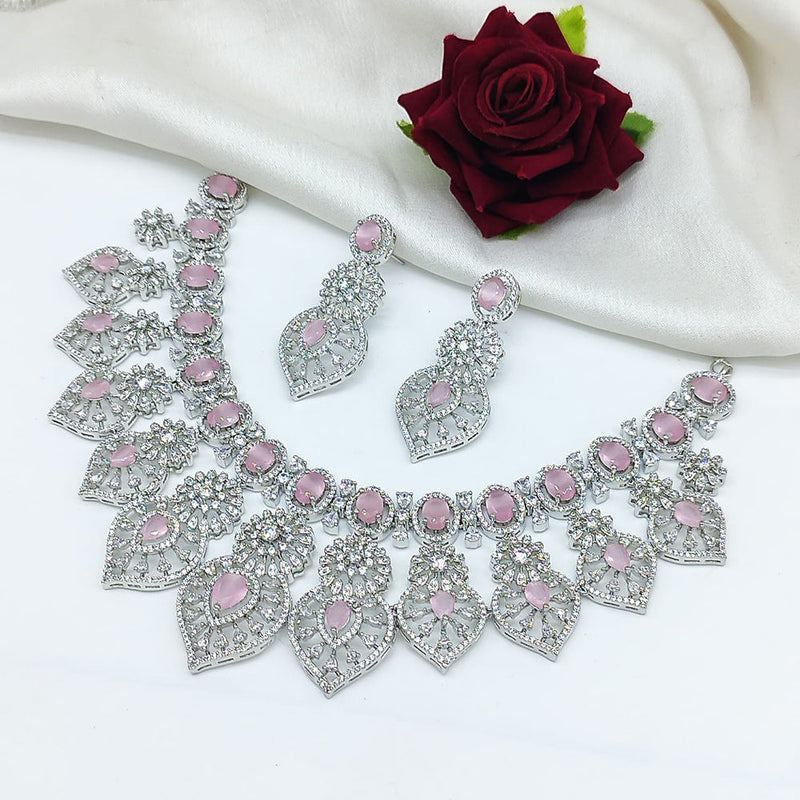 Manisha Jewellery Silver Plated AD Necklace Set