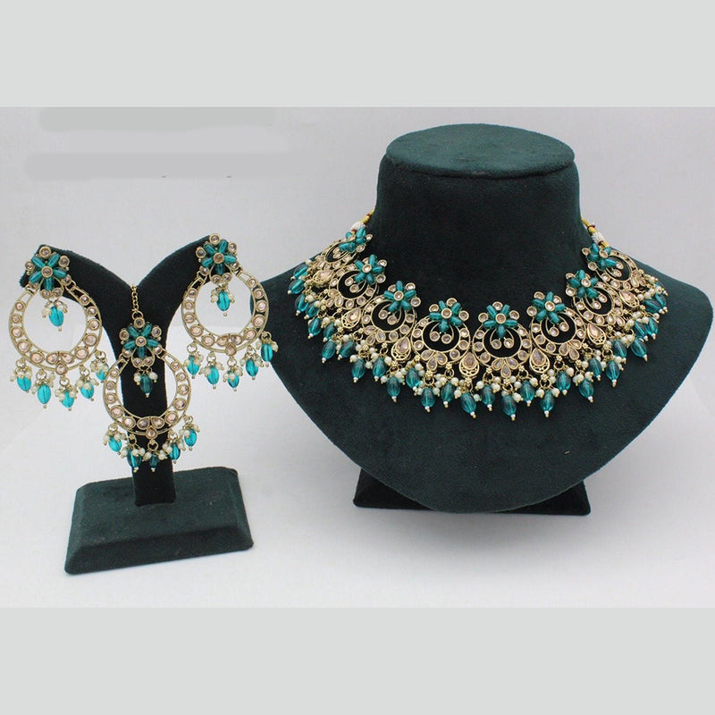 Manisha Jewellery Gold Plated Crystal Stone And Beads Necklace Set