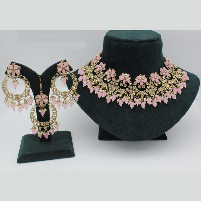 Manisha Jewellery Gold Plated Crystal Stone And Beads Necklace Set