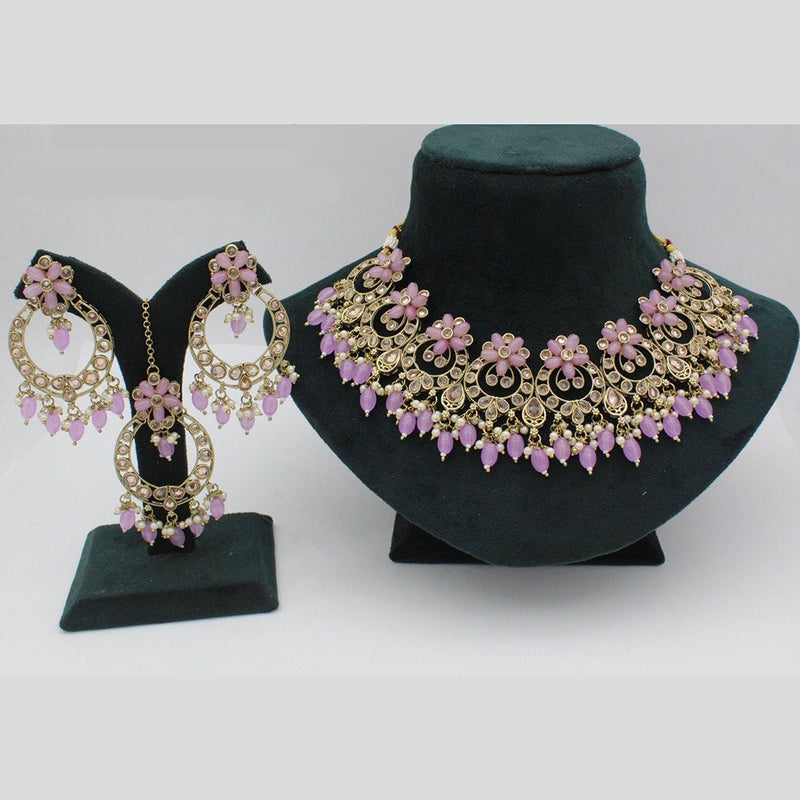 Manisha Jewellery Gold Plated Crystal Stone And Beads Necklace Set