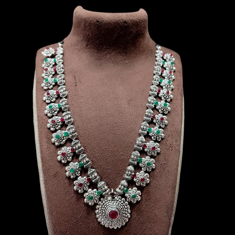 Manisha Jewellery Oxidised Plated Pota Stone Long Necklace Set