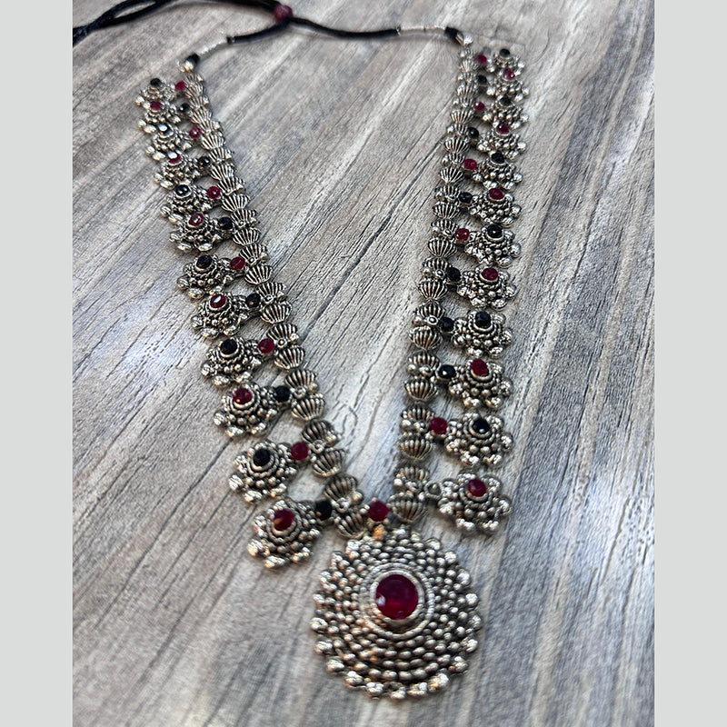 Manisha Jewellery Oxidised Plated Pota Stone Long Necklace Set